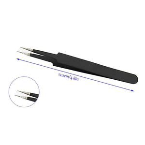Pince à épiler de précision en acier inoxydable 10 mm à pointe lisse, antistatique, outil de beauté pour le nail art - Product Image 3