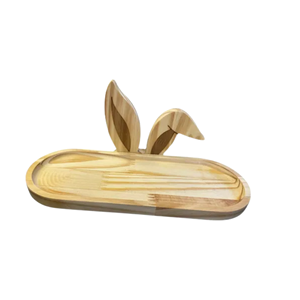 Adorable bandeja de madera con forma de conejo, bandeja decorativa de Pascua con orejas de conejo para fiestas de Pascua, producto de temporada de Vietnam - Product Image 3
