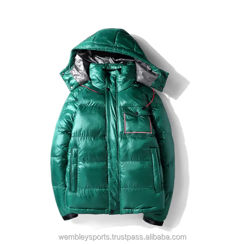 Hot Sale Winter Thick Bright Black Short Shiny Jacket Green Cotton Parkas Warm Down Jackets Cotton Padded Waterproof Jacket