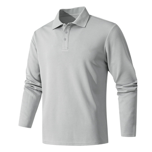Polo à manches longues pour homme, coupe décontractée, couleur unie, tissu extensible doux, respirant, léger, décontracté, à porter tous les jours, polo classique pour homme - Product Image 2