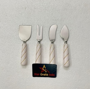Best Selling <b>Cheese</b> Butter Knife 4 Pieces <b>Set</b> Stainless Steel & Resin <b>Cheese</b> <b>Sets</b> Curving Handle Tableware <b>Cheese</b> Slicer Knives - Product Image 1