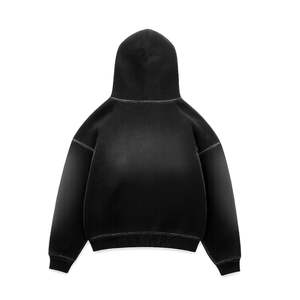Sudadera con Capucha Vintage Lavada con Efecto Desgastado por el Sol, 100% Algodón, Felpa Francesa, Sudadera Gruesa sin Estampado, Sudadera de Alta Calidad, Fabricante OEM y ODM - Product Image 2