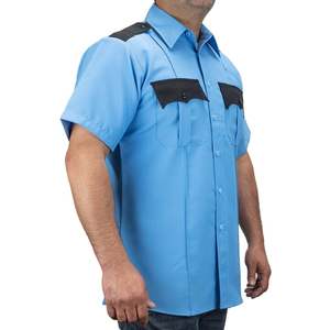 OEM 100% Polyester Two Tone Short Sleeve Men's Workwear Uniform <b>Shirt</b> with Contrast Color Fabrics Pocket Cover & Shoulder Strap - Product Image 3