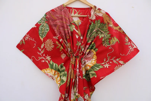 Vestido Kaftán Informal de Verano con Estampado Floral Tropical, sin Mangas, de Algodón, para Mujer, Ropa de Playa, Ropa de Estar por Casa, Textil Naaz - Product Image 6