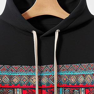 ผู้ผลิต OEM ขายส่งเสื้อฮู้ดดี้ผู้ชายไซส์ใหญ่ พิมพ์ลายชาติพันธุ์ ทรงปกติ ผ้าถัก สวมใส่สบายๆ สำหรับฤดูใบไม้ร่วง มีกระเป๋า - Product Image 2