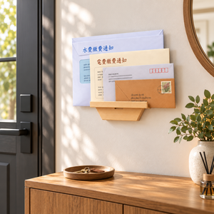 Handmade Wooden Wall-Mounted Mail Organizer <b>Pine</b> Wood Self-Adhesive Letter Rack Holder <b>Shelf</b> Entryway Office Desk Bills Storage - Product Image 1