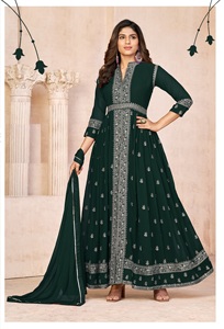 Traje Anarkali Semisentado de Georgette Sintético Bordado de Dhwaja Export - Product Image 5