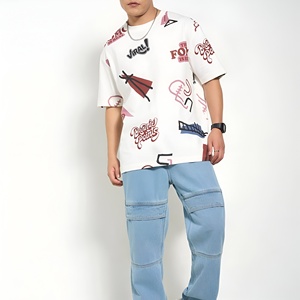 T-shirt Homme Personnalisé Coupe Ample 100% Coton Épais 260 g/m² DTG Style Urbain Rétro Effet Délavé Vierge OEM - Product Image 3