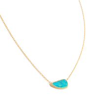 Collar de Ópalo Doble, Colgante de Piedra de Nacimiento de Octubre, Oro Sólido de 14K y 18K, Joyería Fina Delicada, Collar con Colgante de Amor, Collar Hecho a Mano