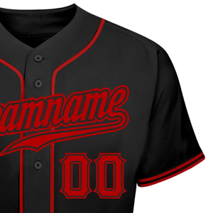 Black Red Baseball Jersey for Men Button Down Team Uniform Breathable Lightweight <b>Athletic</b> Tournament Sports Apparel Shirt - Product Image 4