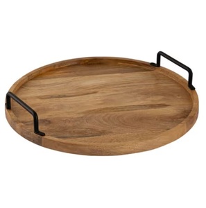 Plateau de service en bois de style campagnard pour la cuisine Plateau en bois naturel minimaliste pour la décoration de table par le fabricant - Product Image 5