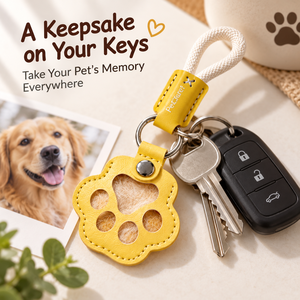 Pet Fur Keepsake Keychain Paw Print <b>Memorial</b> Key Ring Leather Pet Hair Souvenir Loss <b>Gift</b> for <b>Dog</b> Cat Owners - Product Image 2