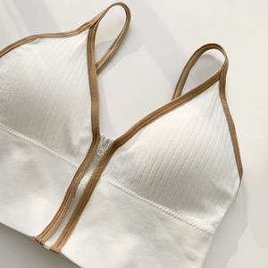 Soutien-gorge de sport sans couture pour femme, couleur unie, écologique, séchage rapide, style simple, antichoc, fermeture éclair frontale, respirant, pour fitness et yoga, vente en gros - Product Image 1