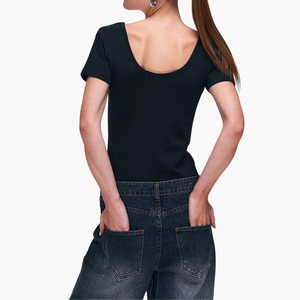 Body gainant amincissant une pièce à manches courtes pour femme, idéal pour le fitness et l'entraînement, vente en gros personnalisée - Product Image 5