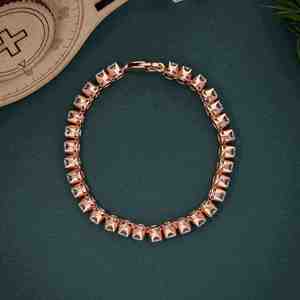 Bracelet élégant pour femme en diamant de laboratoire plaqué or, taille ronde, certifié IGI, bijou de luxe pour mariée - Product Image 6