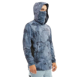 Camisa de Pesca para Hombre al por Mayor, Manga Larga, Personalizada, Impermeable, de Spandex/Poliéster, con Estampado por Transferencia Térmica, 180g, con Capucha, Protección UPF50 UV - Product Image 2