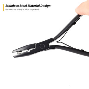 Hair Extension Closer and Remover Pliers Set with Micro Silicone Rings Beads Loop <b>Needle</b> <b>Threader</b> Pulling Hook Tool and Bead - Product Image 2