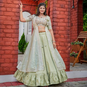 Heavy Joya Modern Silk Embroidery Zari Floor-Length Lehenga Choli for Wedding <b>Party</b> & Diwali - Product Image 1
