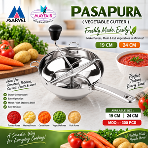 Moulin à aliments manuel en acier inoxydable avec poignée à manivelle (pour purée de légumes et de fruits, 3 lames, compatible lave-vaisselle) - Product Image 2