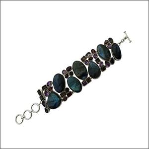 Glamorous 925 <b>Silver</b> <b>Bracelet</b> Magnificent <b>Solid</b> Beaded Design Multistone Fine Jewelry - Product Image 1