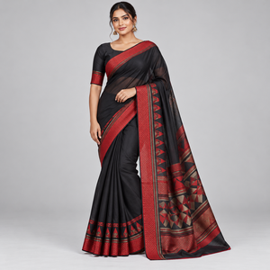 Elegante Saree para Mujer con Material de Tejido Fino, Caída Cómoda, Colores Vibrantes, Construcción Ligera, Moda Tradicional - Product Image 4