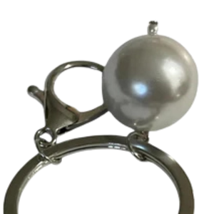 AKA Silver Pearl Keychain with Pink Flower and Green 1908 <b>Charm</b> Pink & Green <b>Bag</b> <b>Charm</b> Key Ring Accessory - Product Image 2