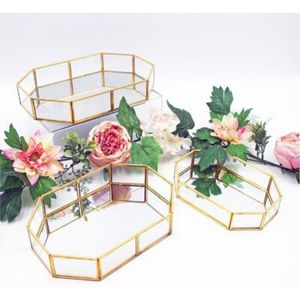 Nordic Glass <b>Mirror</b> Tray Gold Finish Jewelry Cosmetic Organizer Tray Wholesale Decorative Serving Tray For Hotel Wedding Decor - Product Image 5