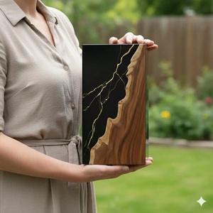 Luxury Black & Gold Resin Cremation Urn Modern Wood <b>Memorial</b> <b>Keepsake</b> Luxury Black & Gold Resin Cremation Urn Black & Gold Resin - Product Image 6