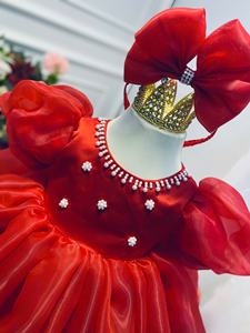 Robe de princesse à manches bouffantes en tulle doux et fluide pour enfants - Product Image 4