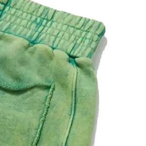 Pantalones Cortos de Lona de Algodón Tie Dye para Hombre, Cintura Media, con Cordón, Estilo Casual, Color Verde Sólido, Diseño con Bolsillos, Transpirables - Product Image 2