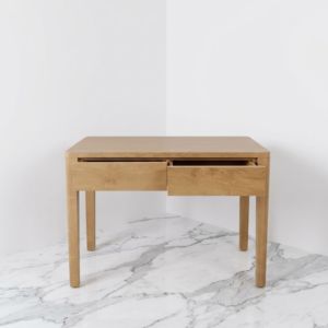 Console moderne en bois massif teck avec deux tiroirs, rectangulaire, pour entrée, couloir, salon, meubles en gros - Product Image 1