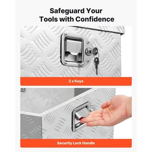 Cassetta Portautensili per Rimorchio in Alluminio Rinforzato 74x41x46 cm, Nuovo Organizzatore Portaoggetti Resistente con Chiavi di Blocco, Multiuso - Product Image 4