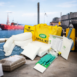 Kit de Respuesta a Derrames de Petróleo de 30 Litros, Impermeable, Absorbente de Hidrocarburos, con Almohadillas, Calcetines y Equipo de Protección Personal (EPP) para Contención de Derrames Marinos - Product Image 1