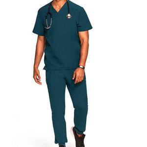 Tenue d'hôpital pour hommes la plus vendue, couleur personnalisable, faible MOQ, uniforme d'hôpital tricoté uni, vêtements d'hôpital en coton et polyester - Product Image 2