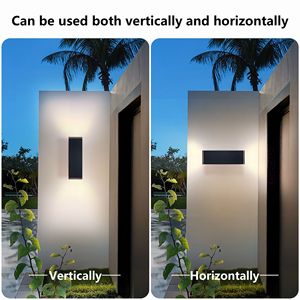 Modern Outdoor <b>Wall</b> <b>Sconce</b> 2-<b>Light</b> Aluminum Rectangular Tube Tempered Glass Waterproof Patio <b>Light</b> - Product Image 4
