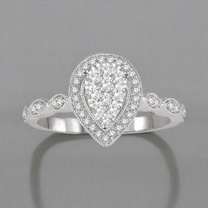 Diamante de Laboratorio de Lujo con Diseño de Gota de Oro Sólido de 10K, Impresionante Doble Halo, para Compromiso, Aniversario o Propuesta - Product Image 5