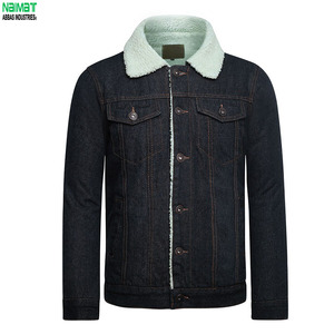 เสื้อแจ็คเก็ตยีนส์ทรงทรัคเกอร์สีอินดิโกแบบซักแล้ว คอปกขนแกะ สำหรับฤดูหนาว สไตล์ตะวันตก ผ้าหนา - Product Image 2