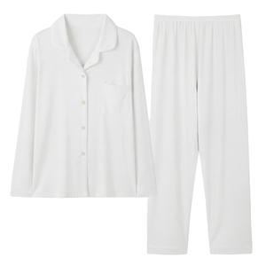 Women <b>Linen</b> Pajamas Set Solid Color Full Sleeve Button Front Loose Fit Autumn Casual Loungewear <b>Two</b> <b>Piece</b> Sleepwear - Product Image 4