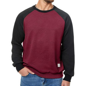 Sweat-shirt à col rond pour homme de haute qualité, patchwork, manches longues, texture géométrique, pull décontracté - Product Image 1
