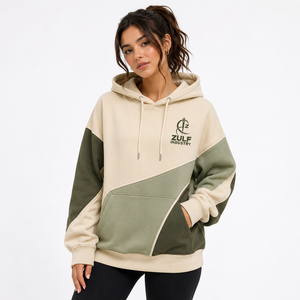 Sweat-shirt à capuche surdimensionné en polaire respirant pour femme, avec blocs de couleur, service OEM ODM - Product Image 4