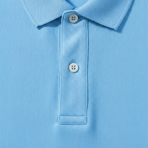 Men's Light Blue Short Sleeve Polo <b>Shirt</b> 100% Cotton Pique Knitted Regular Fit Casual Solid Color Breathable Design - Product Image 2