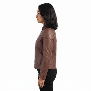 Custom Women's Button Down Biker Jacket Premium Leather Motorcycle <b>Coat</b> Streetwear Front Eco-Friendly <b>Reversible</b> - Product Image 3