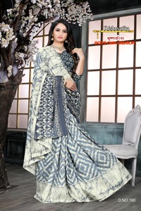 Sari de Seda de Otoño con Estampado Digital Artístico Moderno de la Mejor Calidad para Mujer, con Protección Solar, Secado Rápido, para Bodas, Festivales y Fiestas - Product Image 4