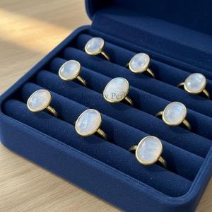 New Trendy <b>Moonstone</b> Brass Bezel <b>Rings</b> , Wholesale Handmade All sizes bulk <b>Rings</b> for women Factory Hot Selling - Product Image 2