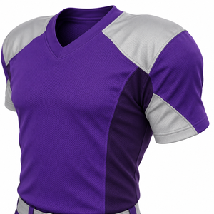 Purple and Silver 12 Panel American Football Jersey Uniform Set with <b>Padded</b> Pants 100% Polyester Anti-UV & Quick Dry - Product Image 6