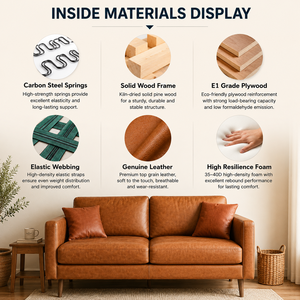 Luxury Mid- Modern Genuine Leather <b>Sofa</b> <b>Bed</b> Two Seat Eco-Friendly Solid Wood Legs Home Villa Living Room Bedroom Office - Product Image 4