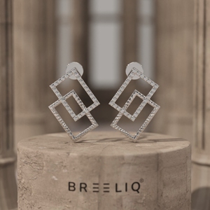 White Gold Geometric Diamond Earrings Elegant Interlocking Rectangle Studs Modern Luxury Jewelry Fine Gift for Women - Product Image 5