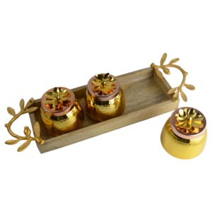 Boîte de rangement de luxe pour aliments, combinaison métal et bois, pour fruits secs, bonbons, contenants de rangement - Product Image 5