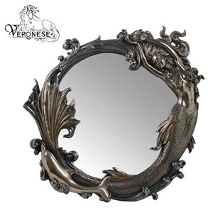 VERONESE DESIGN MERMAID & DOLPHIN MIRROR LUXURY <b>HAND</b>-PAINTED ART NOUEAUY & ART DECO EUROPEAN HOME DECOR RESIN CRAFT - Product Image 1