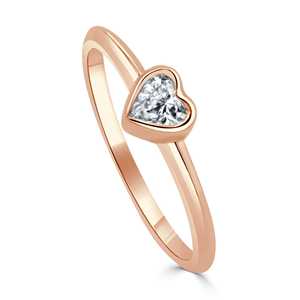 Bagues empilables en diamant, serties clos, taille cœur, diamants de laboratoire, minimalistes, de luxe, pour promesse, usage quotidien, en or massif 14k 18k, vente en gros - Product Image 3